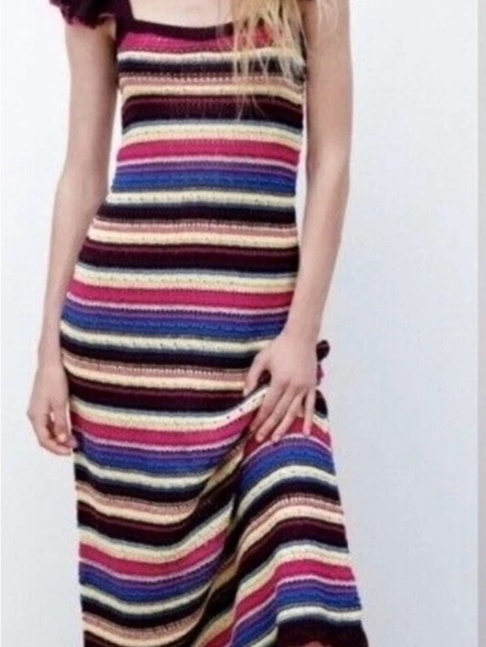 NWT NWT Women's Zara Special Edition Crochet Knit Striped Maxi Dress - Picture 2 of 7